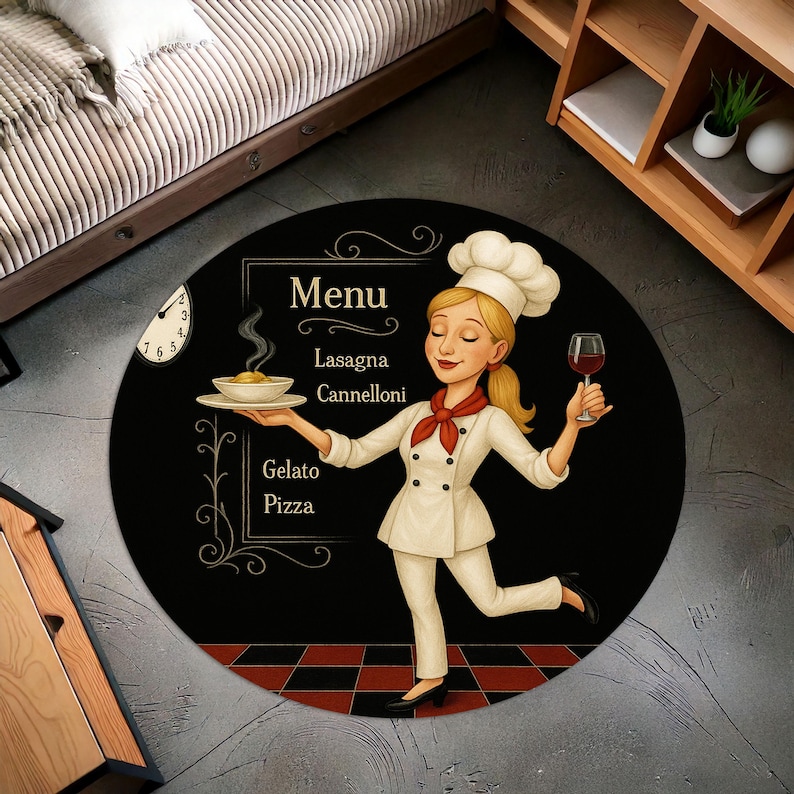 Sarı Aşçı Yuvarlak Mutfak Halı - Home Cooking Menu incelemesi ve fiyatı