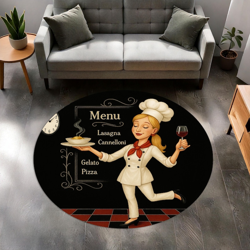 Sarı Aşçı Yuvarlak Mutfak Halı - Home Cooking Menu incelemesi ve fiyatı