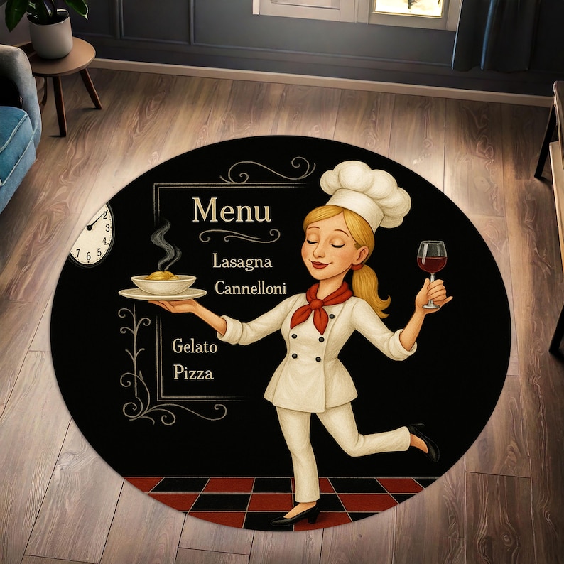 Sarı Aşçı Yuvarlak Mutfak Halı - Home Cooking Menu incelemesi ve fiyatı