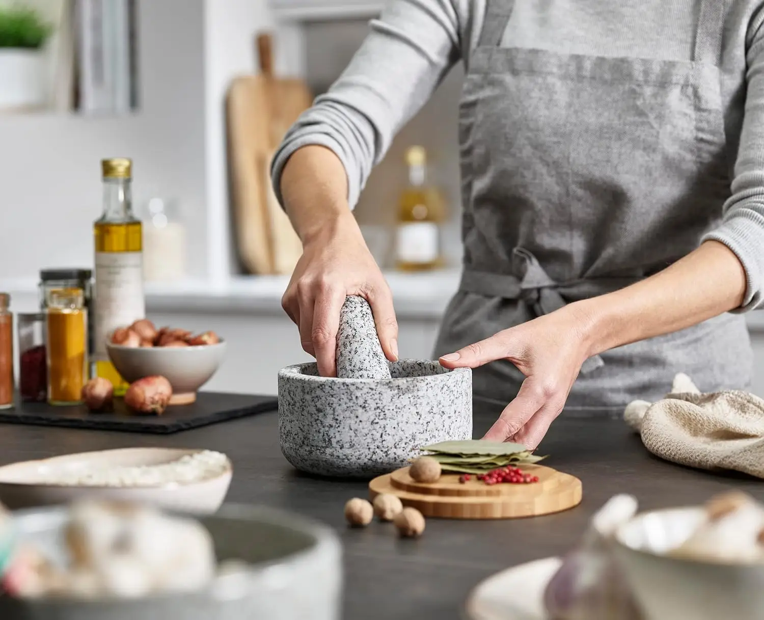 Bambu kaplı granit havan, taş  - Mortar Pestle Granite incelemesi ve fiyatı
